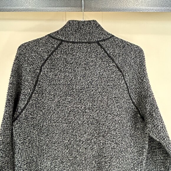 Banana Republic Mens Cotton Wool Black Gray Zip Front Cardigan Sweater Sz Large - Picture 9 of 12